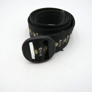 Timberland Belt Mens Black Nylon Webbing Fish Skeleton Print Buckle Made USA